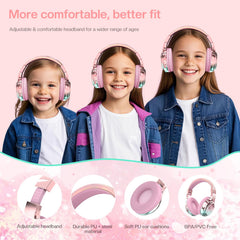 QearFun Kids Bluetooth Headphones Mermaid Purple side view with adjustable headband