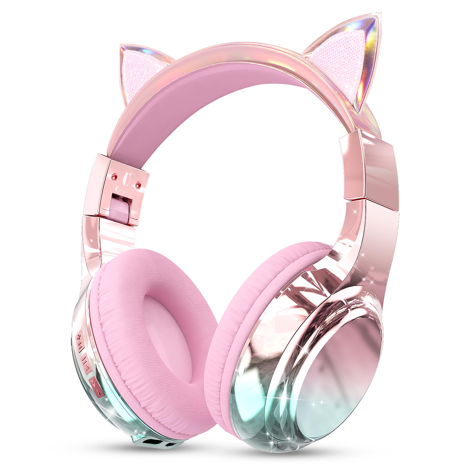 QearFun Cat Ear headphones with glittery ears for engaging classroom listening and play