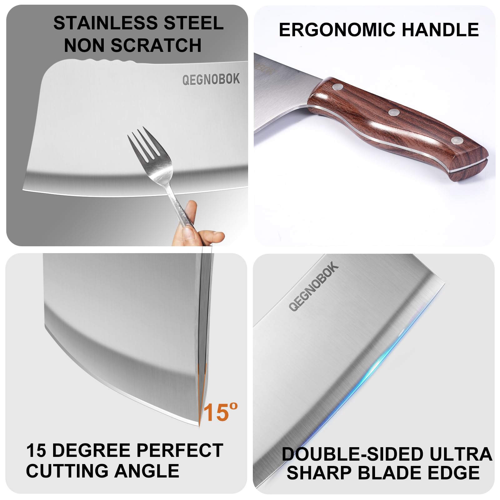 QEGNOBOK cleaver with ergonomic handle for comfortable use