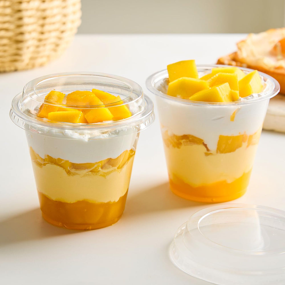 Qeirudu premium PET material dessert cups keep foods fresh and visible.
