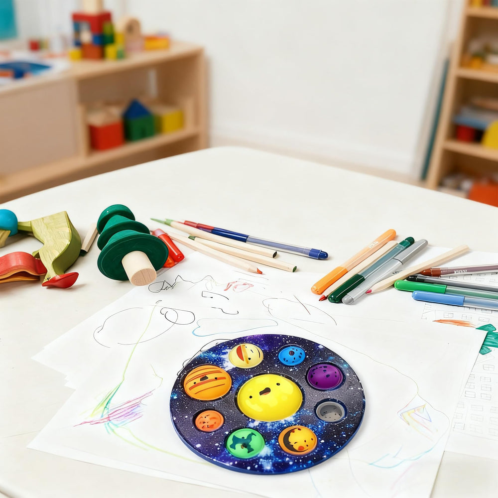 QETRABONE educational astronomy toy displaying eight planets for early color and shape recognition