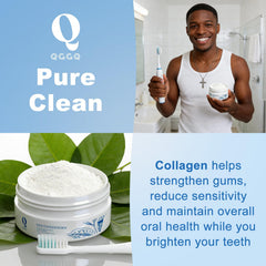 QGGQ collagen powder hydroxyapatite close-up highlighting enamel strengthening minerals.