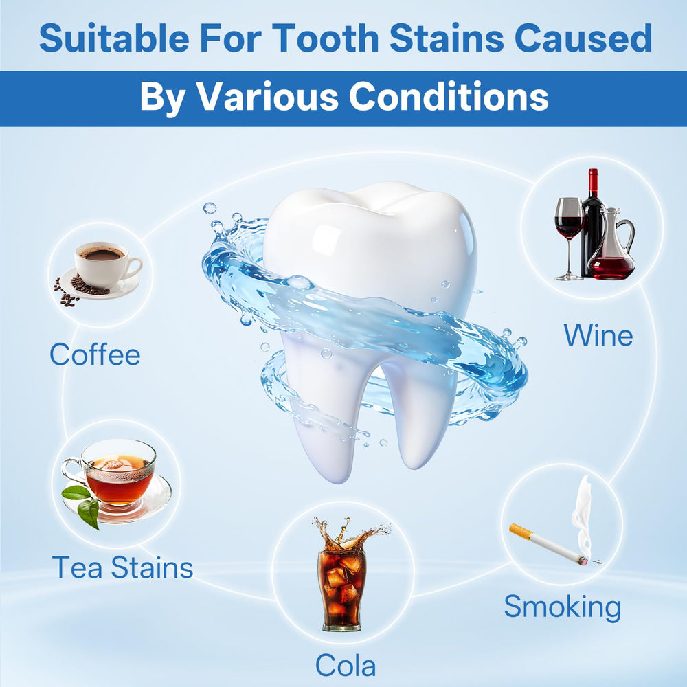QGGQ collagen powder targets surface stains from coffee and wine for cleaner look.