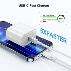 QGRHO 10ft USB-C to Lightning cable for flexible charging from bed or sofa.