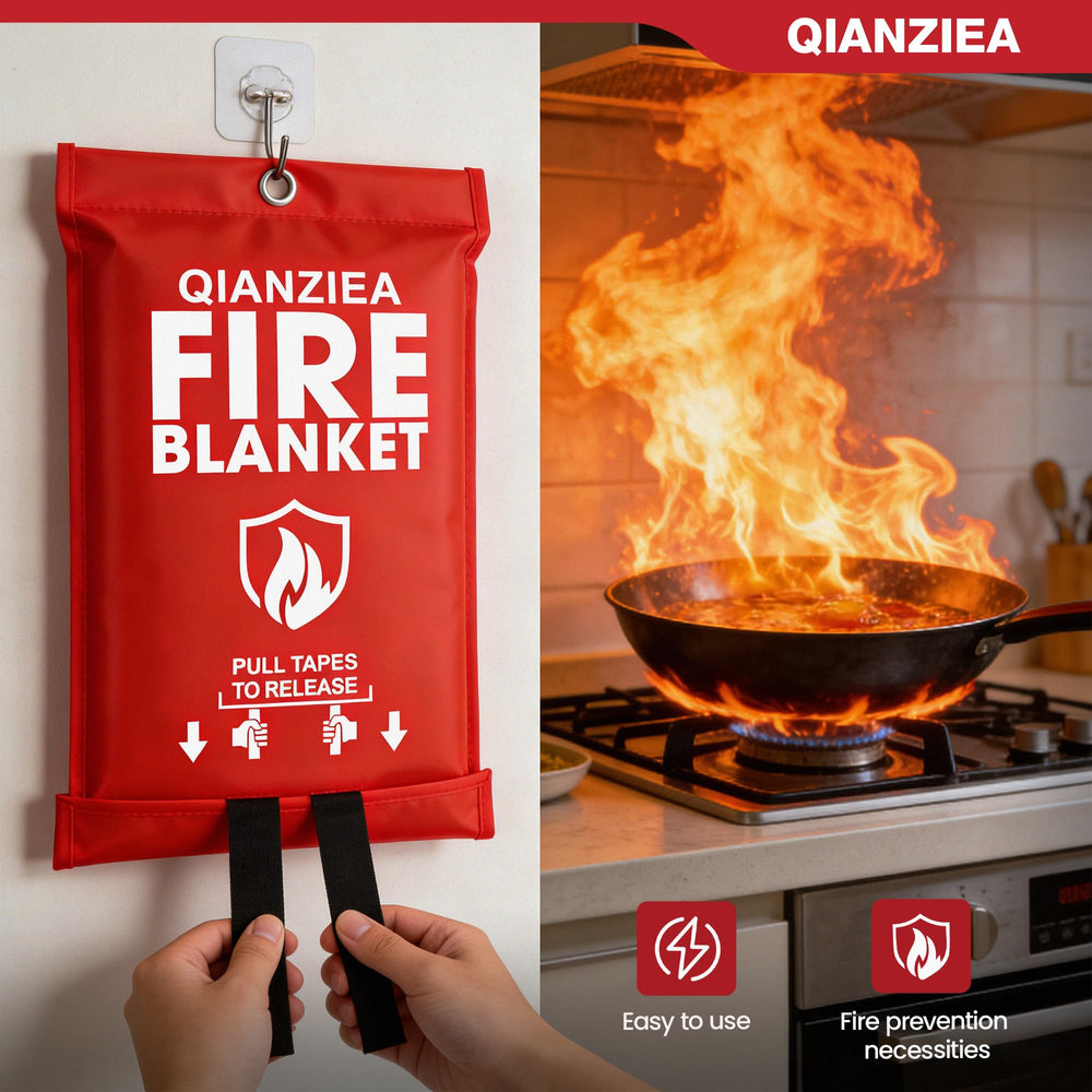 QIANZIEA fire blanket being pulled from red pouch
