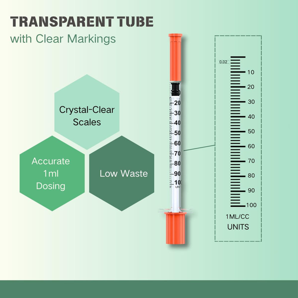 QIDILA U-100 syringe with 1ml capacity supports standard dosing.