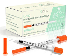 QIDILA U-100 syringe with 31G needle ready for precise insulin dosing.