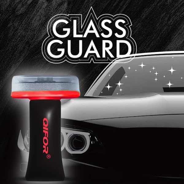 QIFOR Oil Film Remover on side windows for safer daytime driving and better peripheral view.