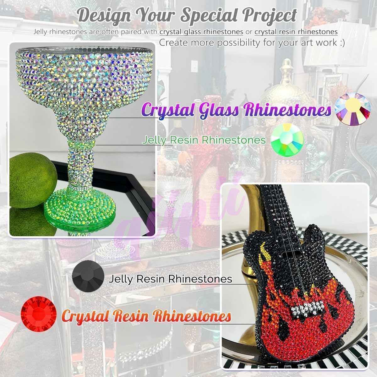 qiipii nail art and makeup embellishments for creative accents.