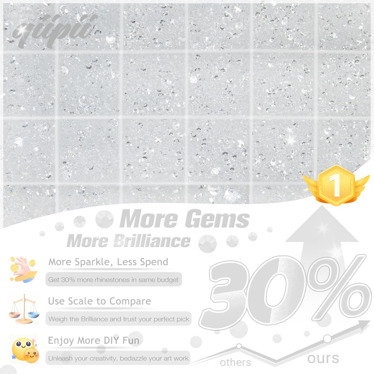 qiipii transparent rhinestones 3mm flatback for decor, crafts, and nail art.