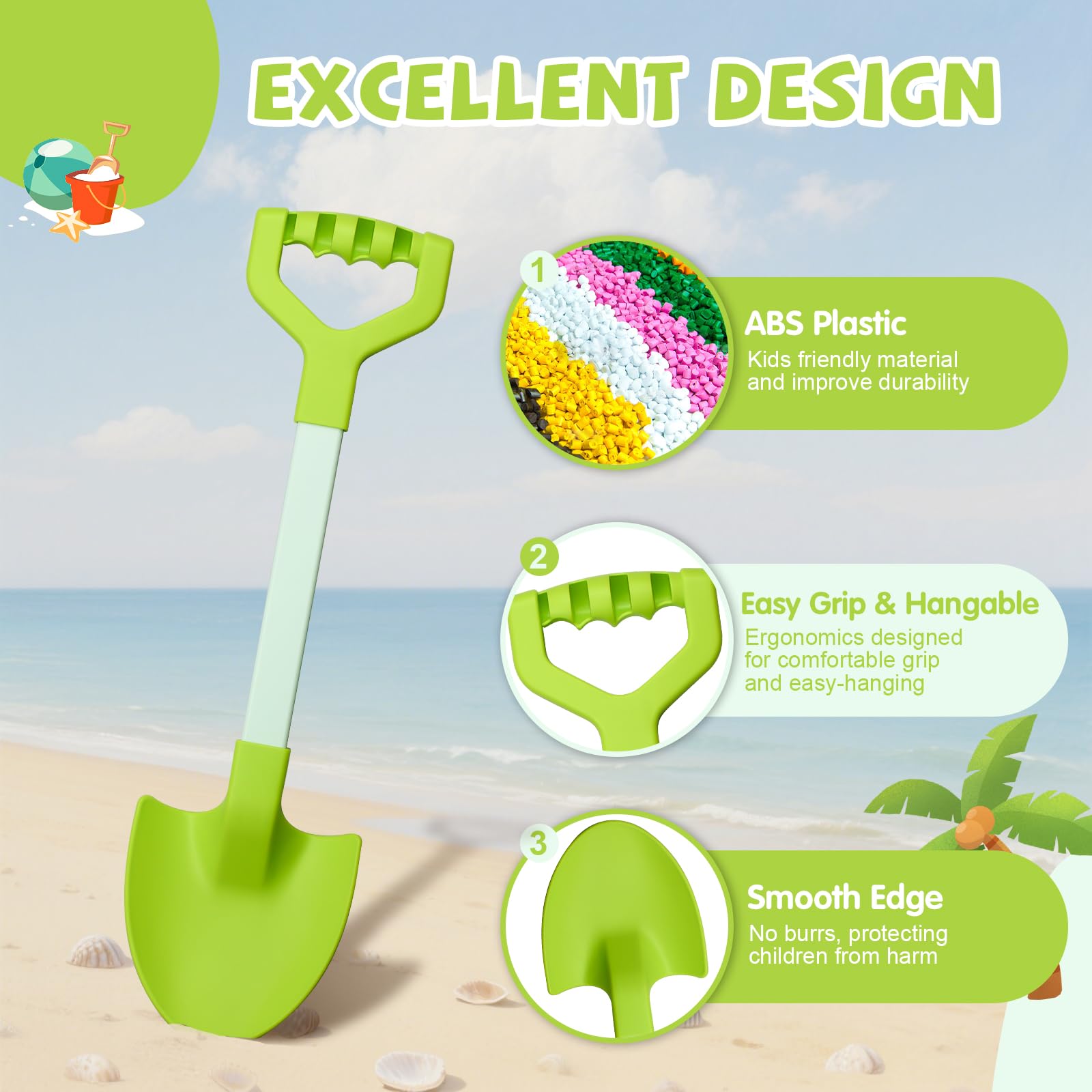QINGLER green sand scoop for beach sandbox or garden digging