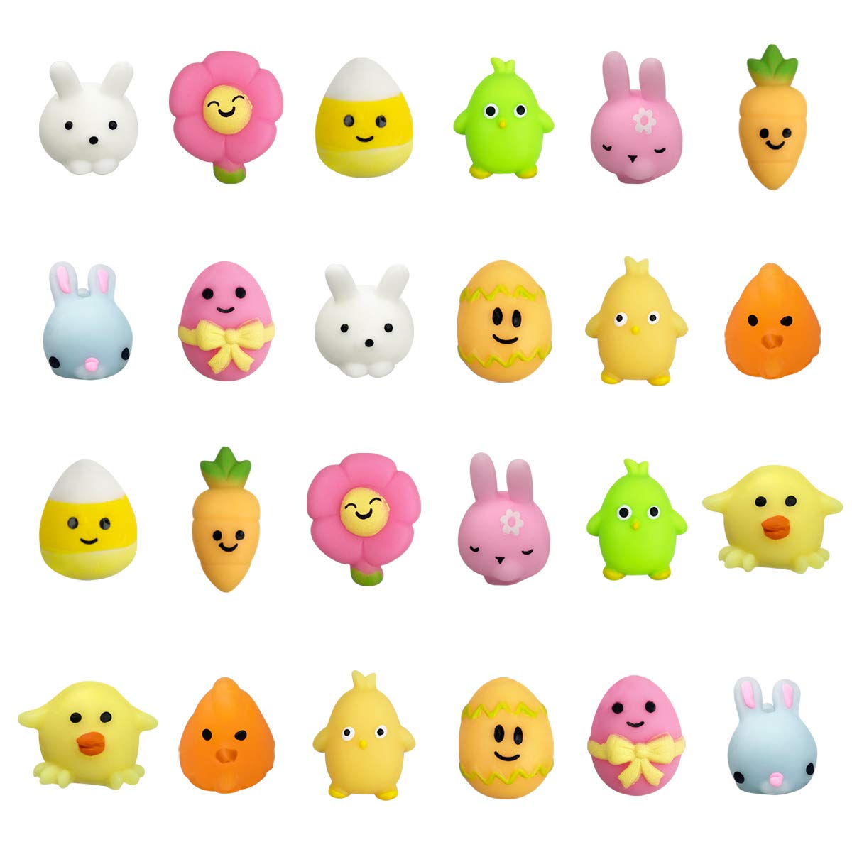 QINGQIU Easter Mochi Squishies set of 24 for Easter baskets and party favors
