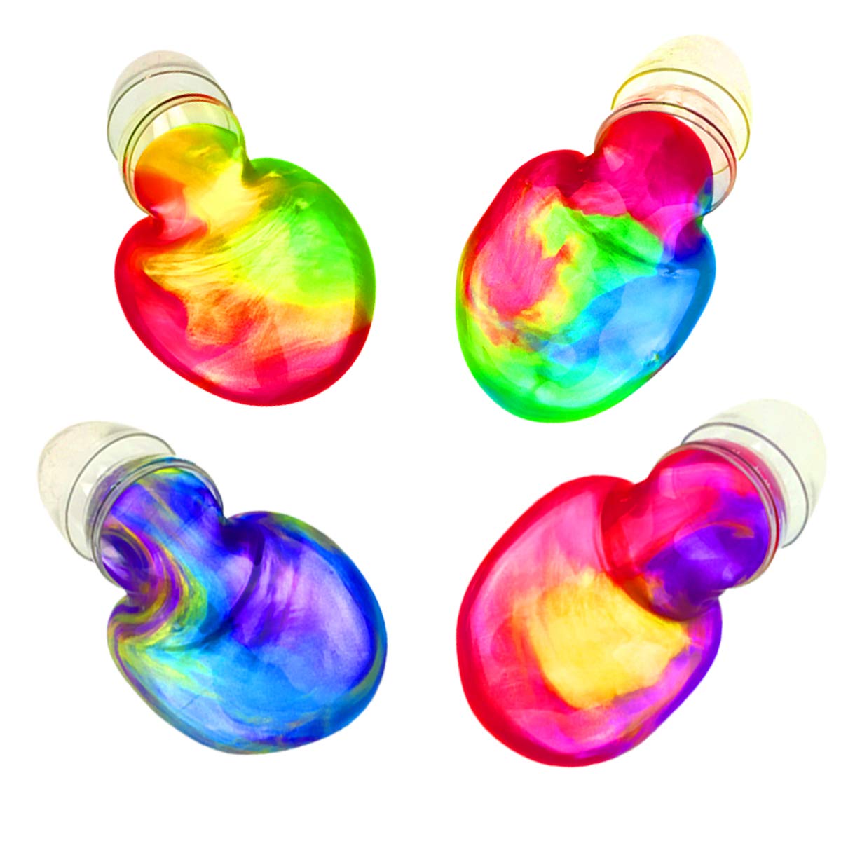 Close-up of rainbow slime eggs showing glossy texture and safe materials