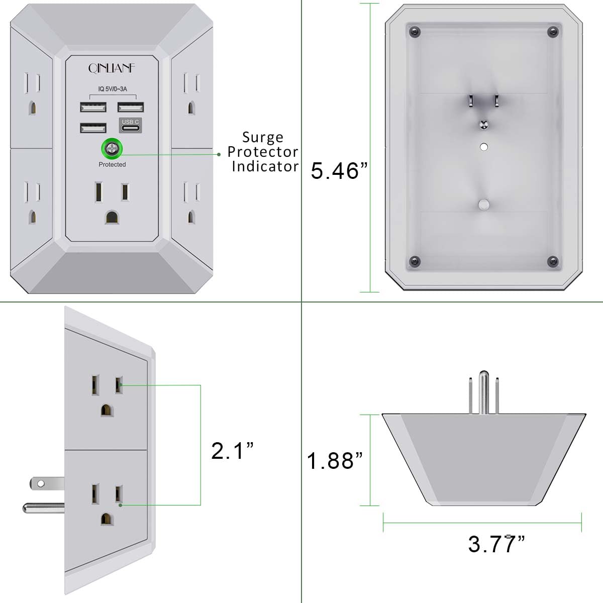QINLIANF versatile power hub for home, travel, or office.