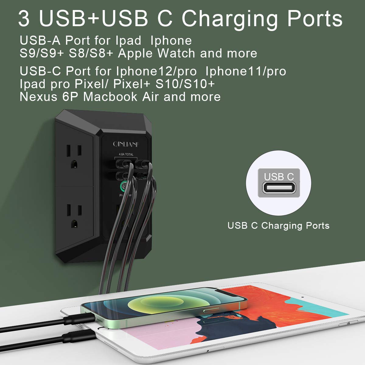 ETL certified QINLIANF surge protector with 1680 joules energy absorption