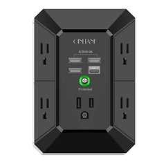 QINLIANF USB wall charger with three sided outlets for organized home power