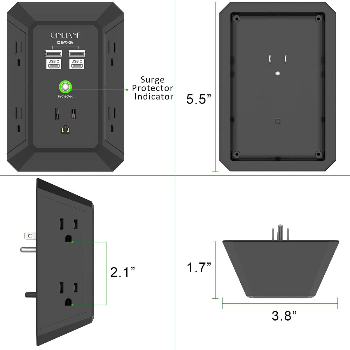 QINLIANF travel-friendly charger reduces clutter in hotels and coworking spaces.