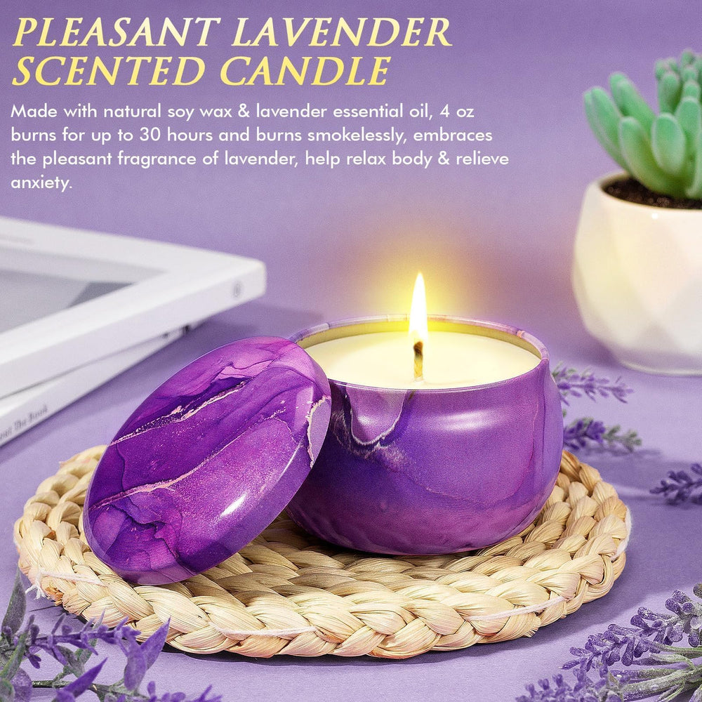 Qinline lavender candle offers a long-lasting soothing scent.