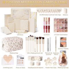 Qinline makeup brushes set in floral bag for easy at-home beauty routines.