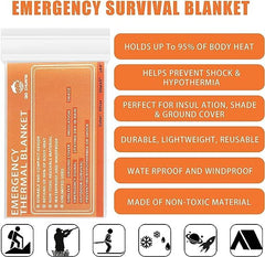 QIO CHUANG heat-reflective Mylar blanket helps conserve body heat.
