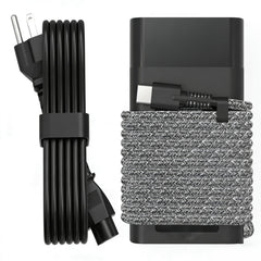 QIOUZW 65W USB-C slim charger front view for HP laptops, ready for fast charging.