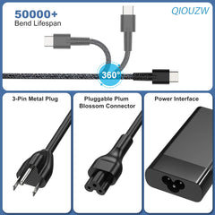 QIOUZW 65W USB-C charger USB-C ports illustrate versatile HP and Chromebook compatibility.