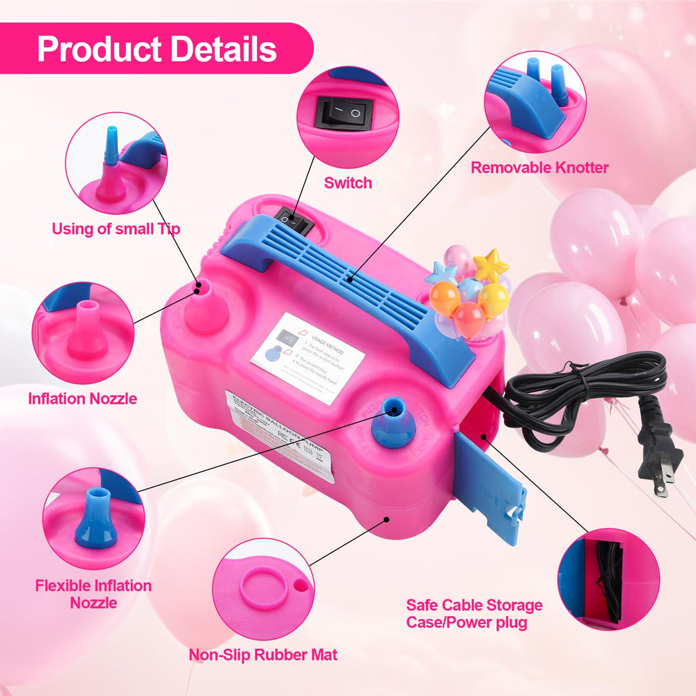 QIPUMP dual-nozzle balloon pump inflates standard balloons quickly and efficiently
