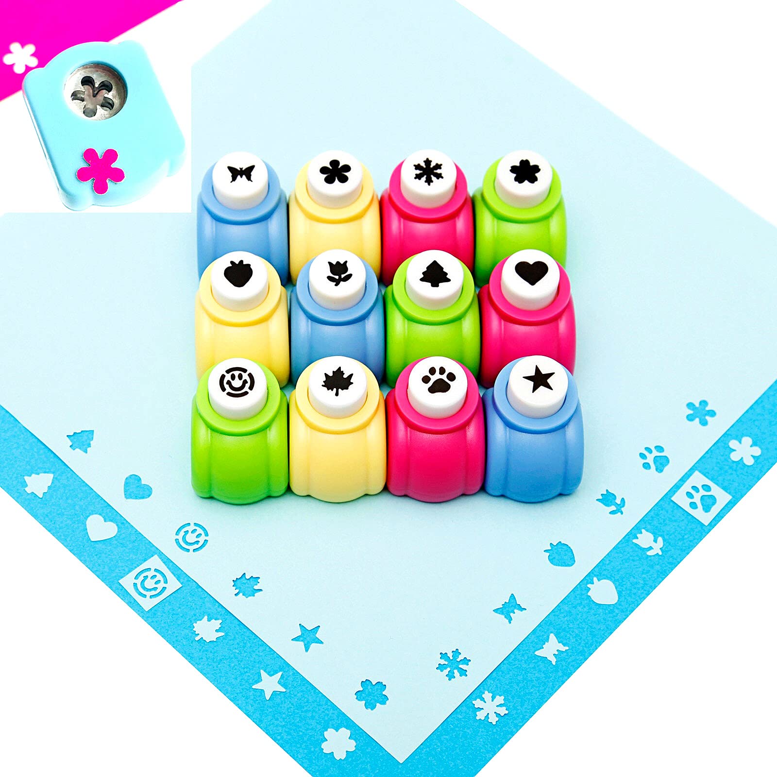 QIQQIKIN 12 shapes craft hole punch set for versatile scrapbooking projects