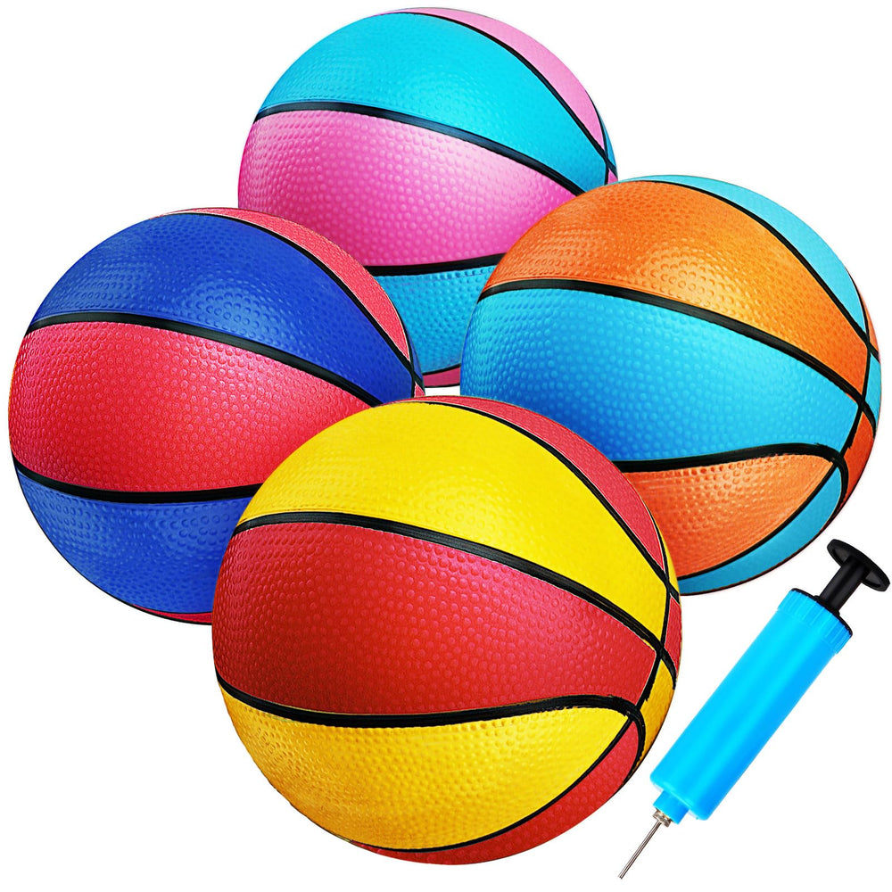 Qirptey four-pack mini basketballs for kids, bright colors enhance indoor and outdoor play