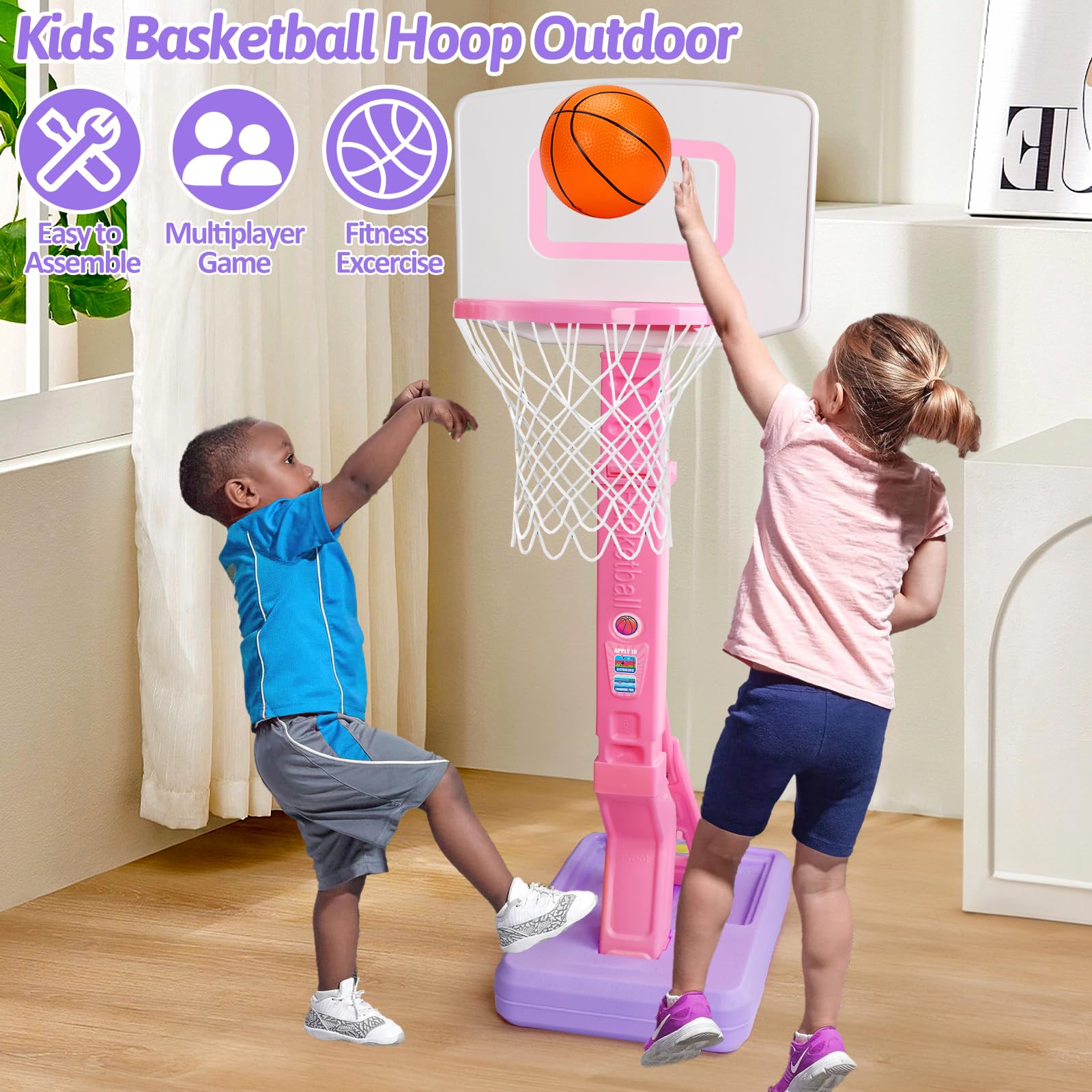 Qirptey basketball pump included for quick inflation.
