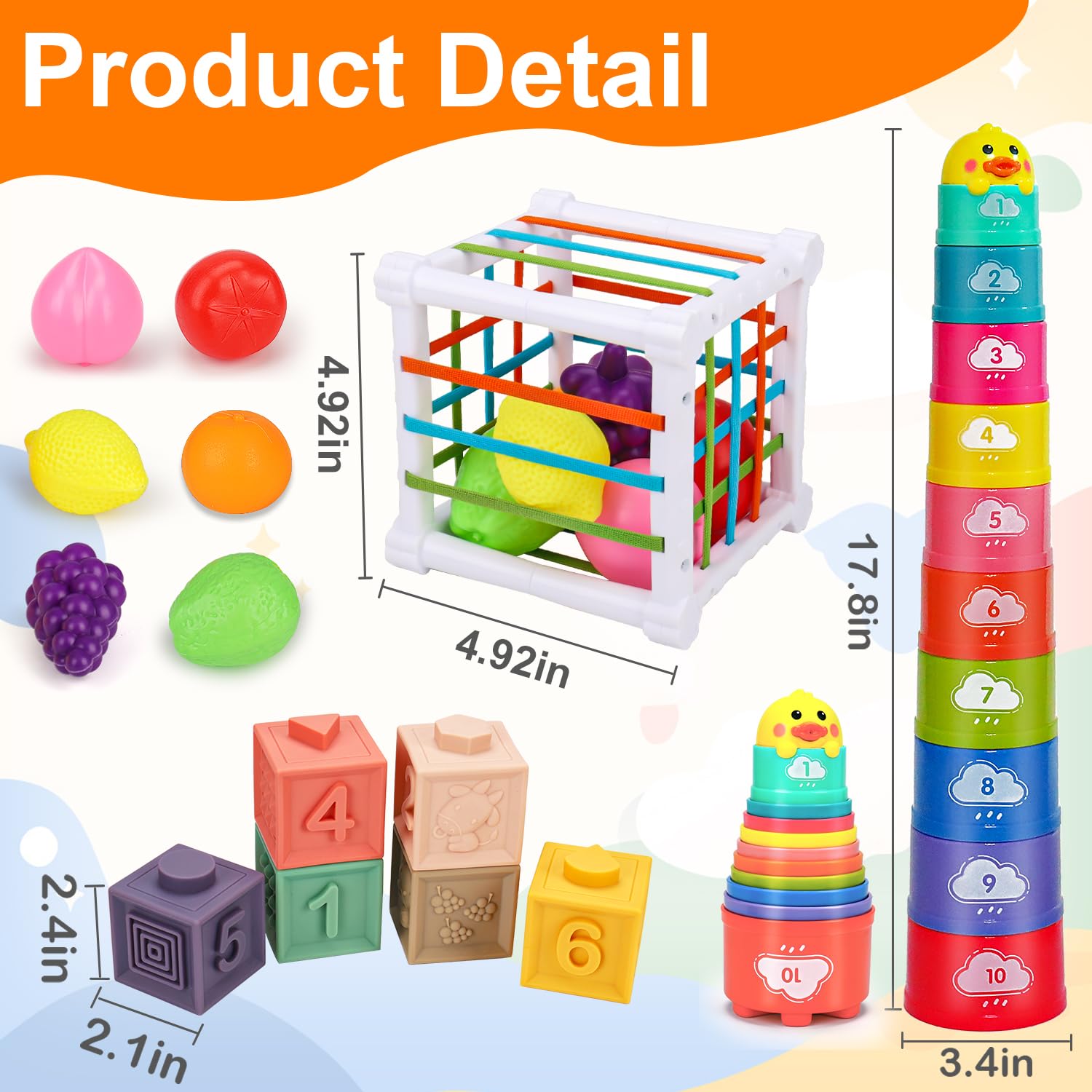 Qirptey infant teether crib toy offers soothing, on-the-go engagement.
