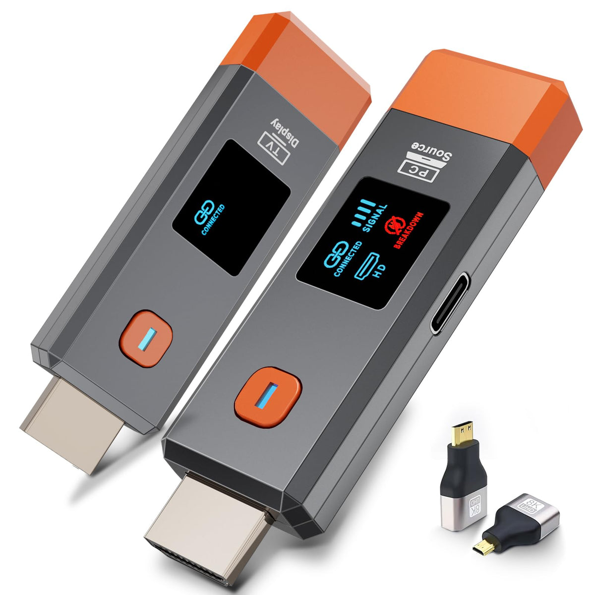 Qisoable wireless HDMI transmitter front view demonstrates cable-free video transmission