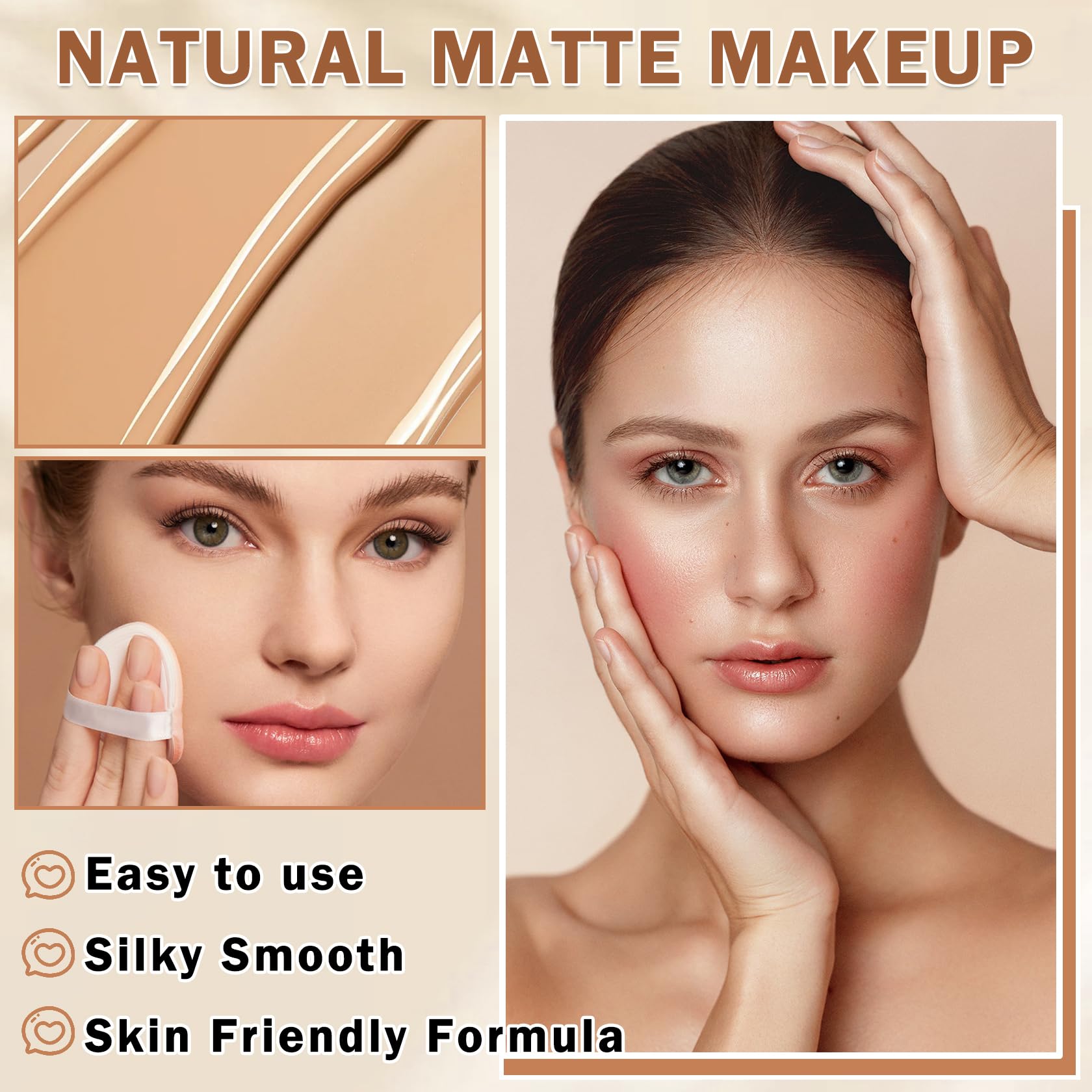 QIUFSSE air brush foundation applies smoothly with brush or puff.