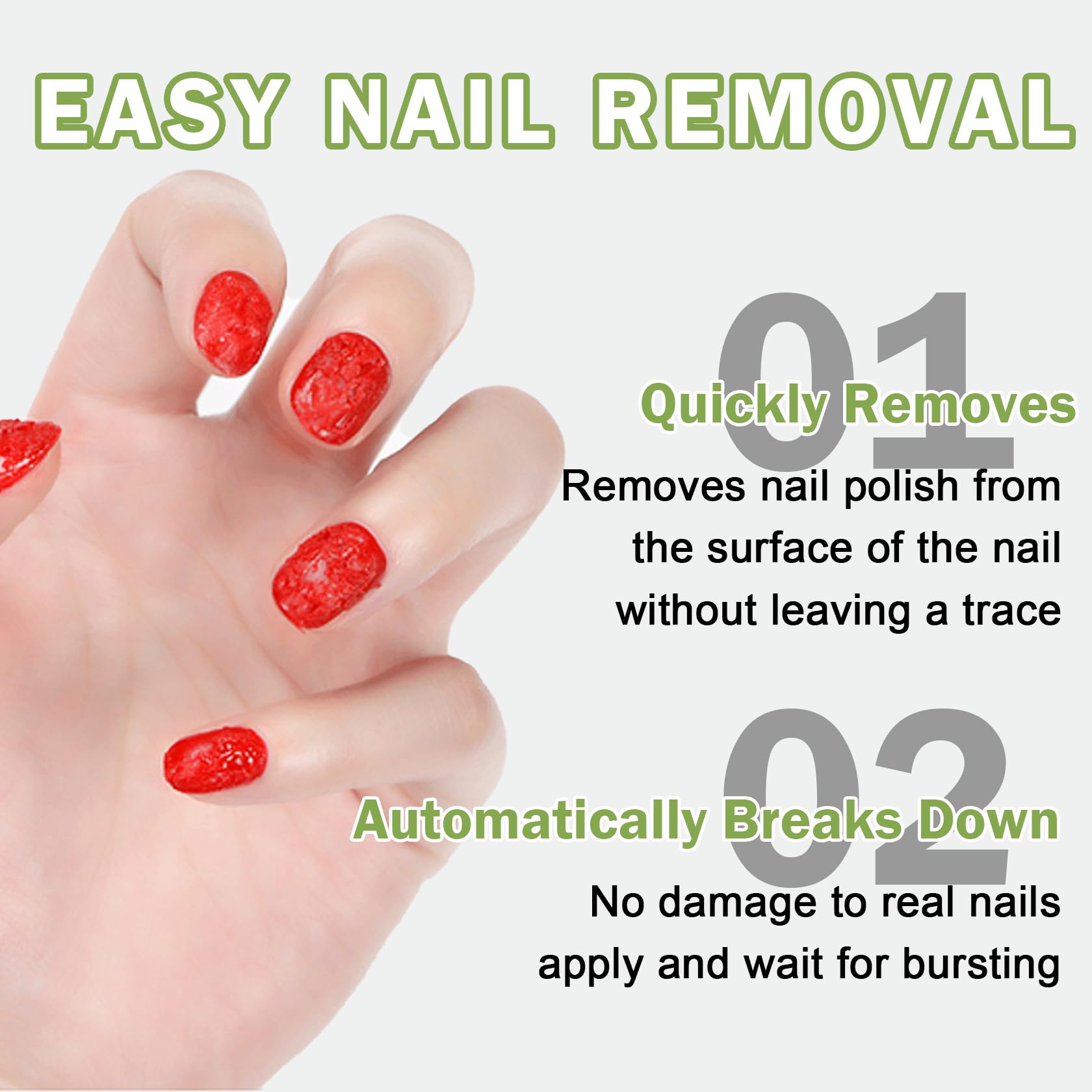 Gentle, skin-friendly remover reduces wear on nails and cuticles.