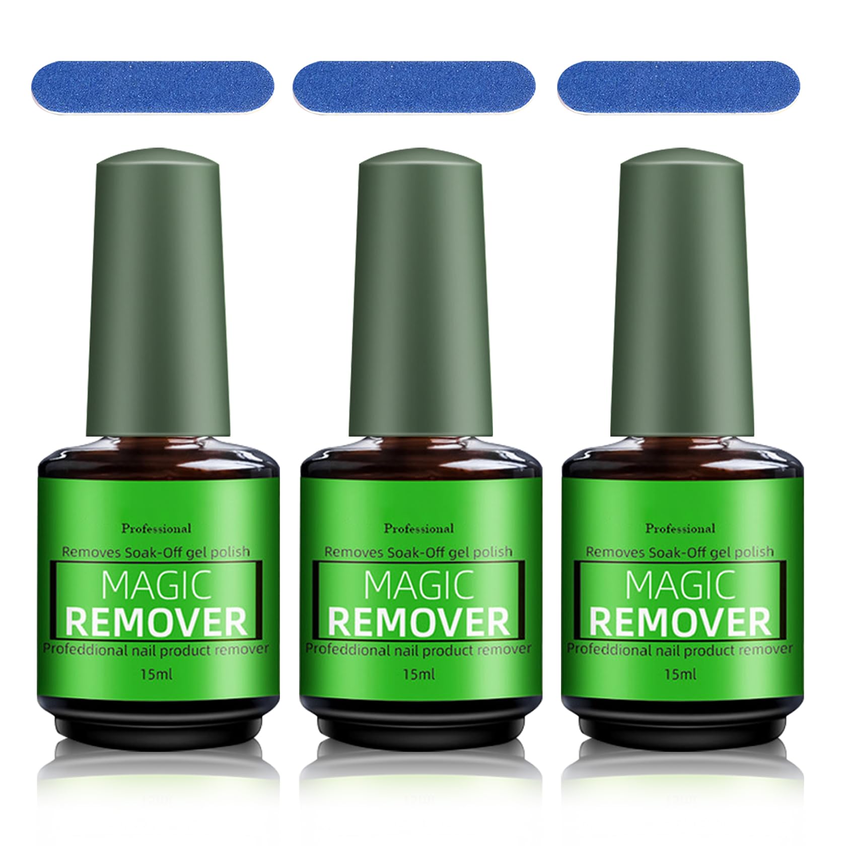 QIUFSSE Magic Remover Gel Polish 3-piece pack for fast at-home nail removal.