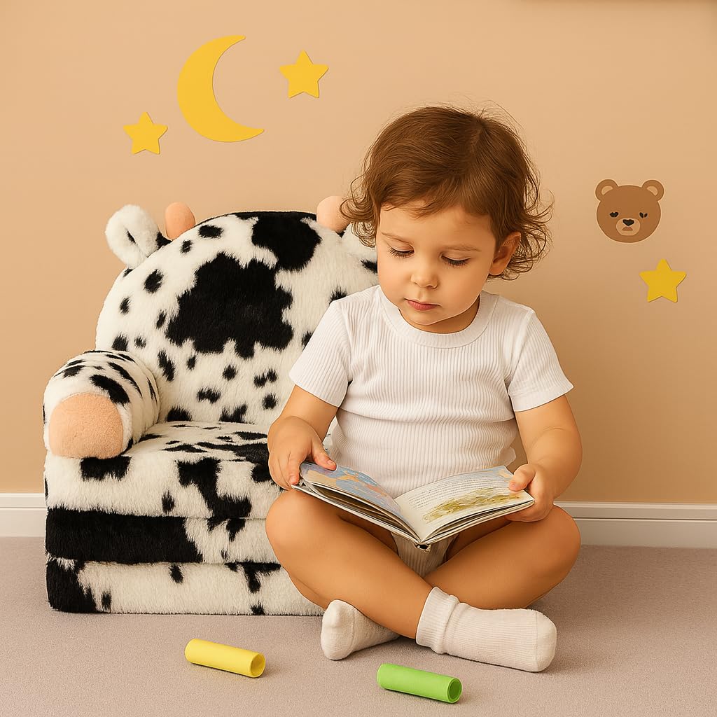 QIUODO cartoon cow design brightens nurseries and playrooms.
