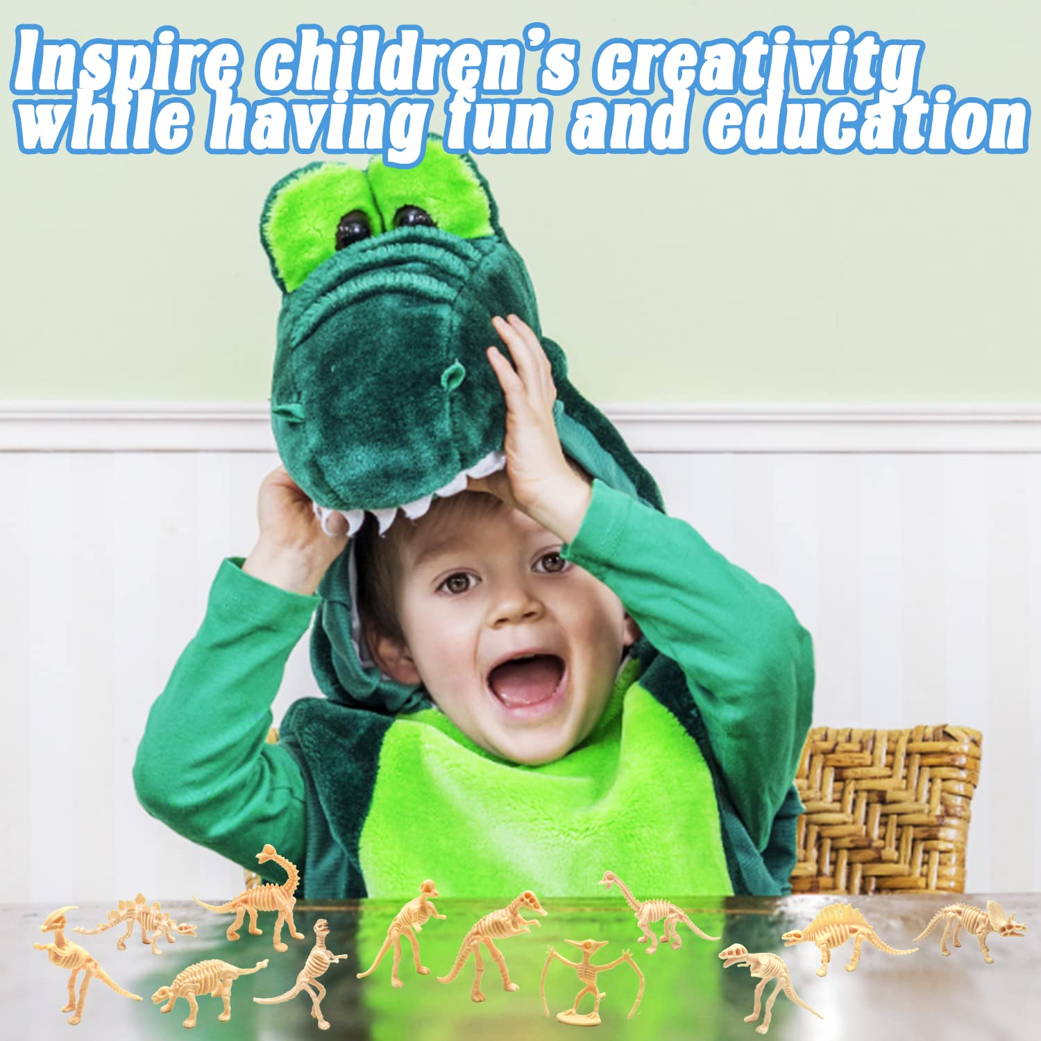 Qiuttnqn dinosaur fossil skeleton 06 bright details for imaginative play.