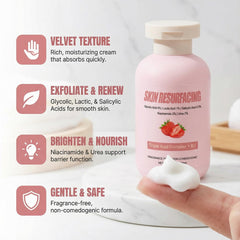 Qiuumey Strawberry Skin Treatment pump bottle emphasizes convenient daily use