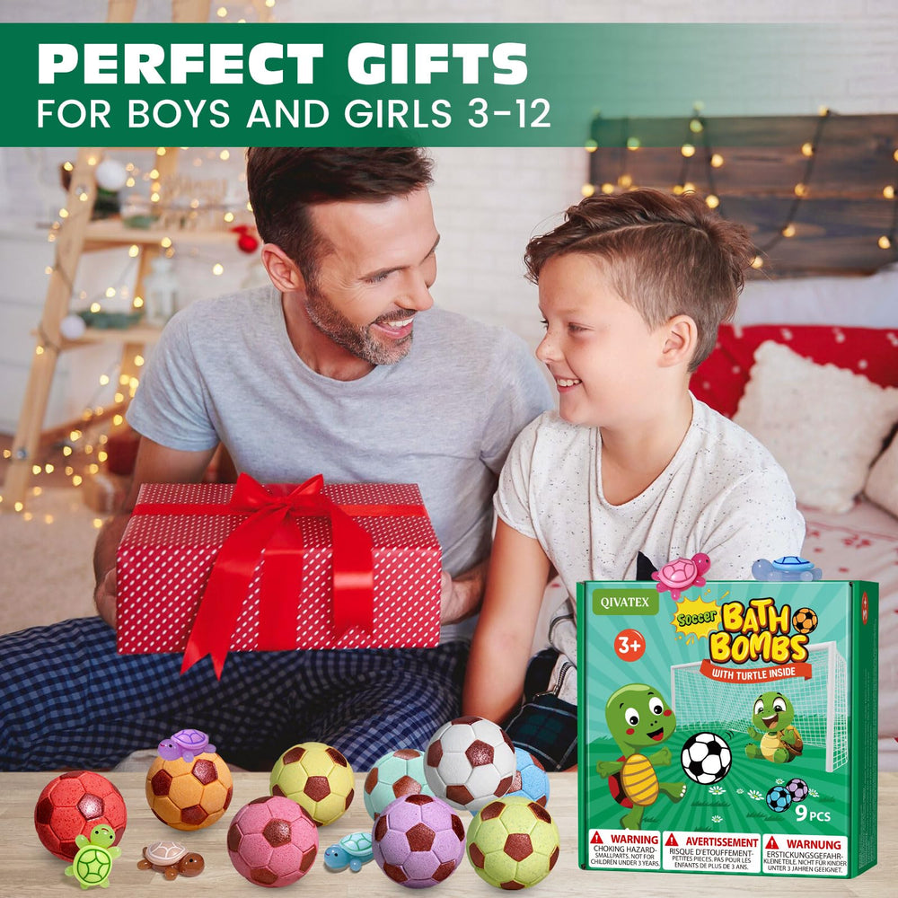 Qivatex bath bombs hide a surprise turtle toy inside for imaginative play.