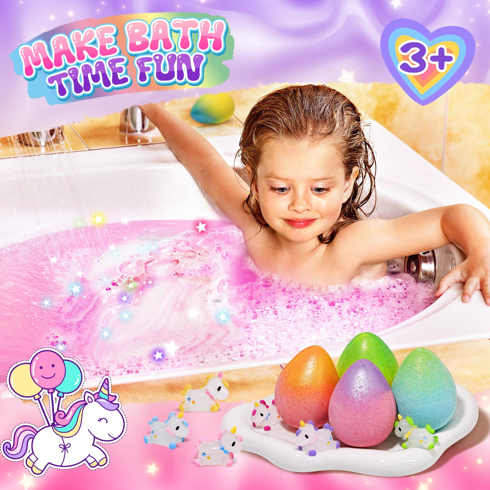 Qivatex Unicorn bath bombs offer nine fragrance options for delightful aromas.