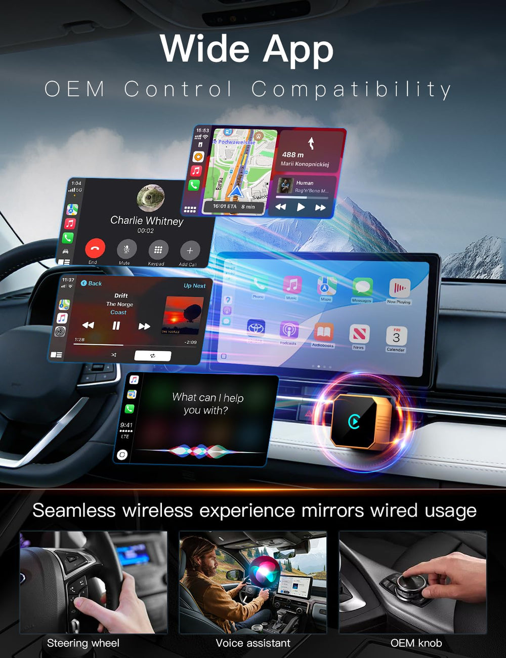 QJG compact design installs discreetly for a tidy dash