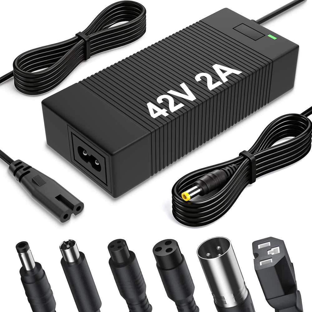 QKIIP 36V charger front view for safe Li-ion charging.