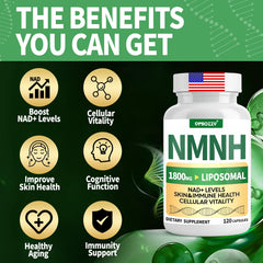 Qmiozzy NMNH NR resveratrol ingredients panel supporting cellular energy.