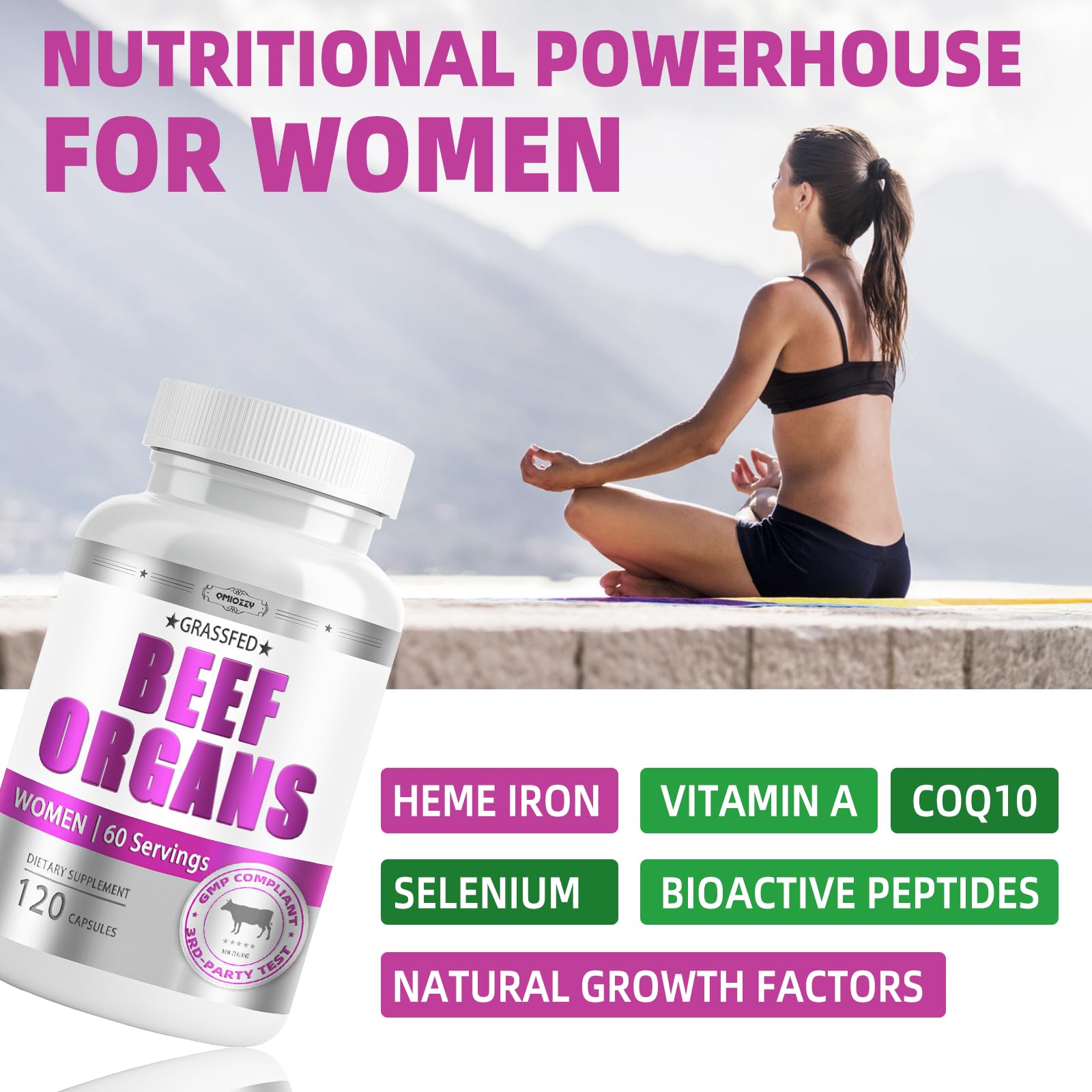Qmiozzy beef organ blend for women supports hormonal balance.