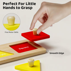 QODOFLR Montessori wood puzzle for toddlers promotes fine motor skills.