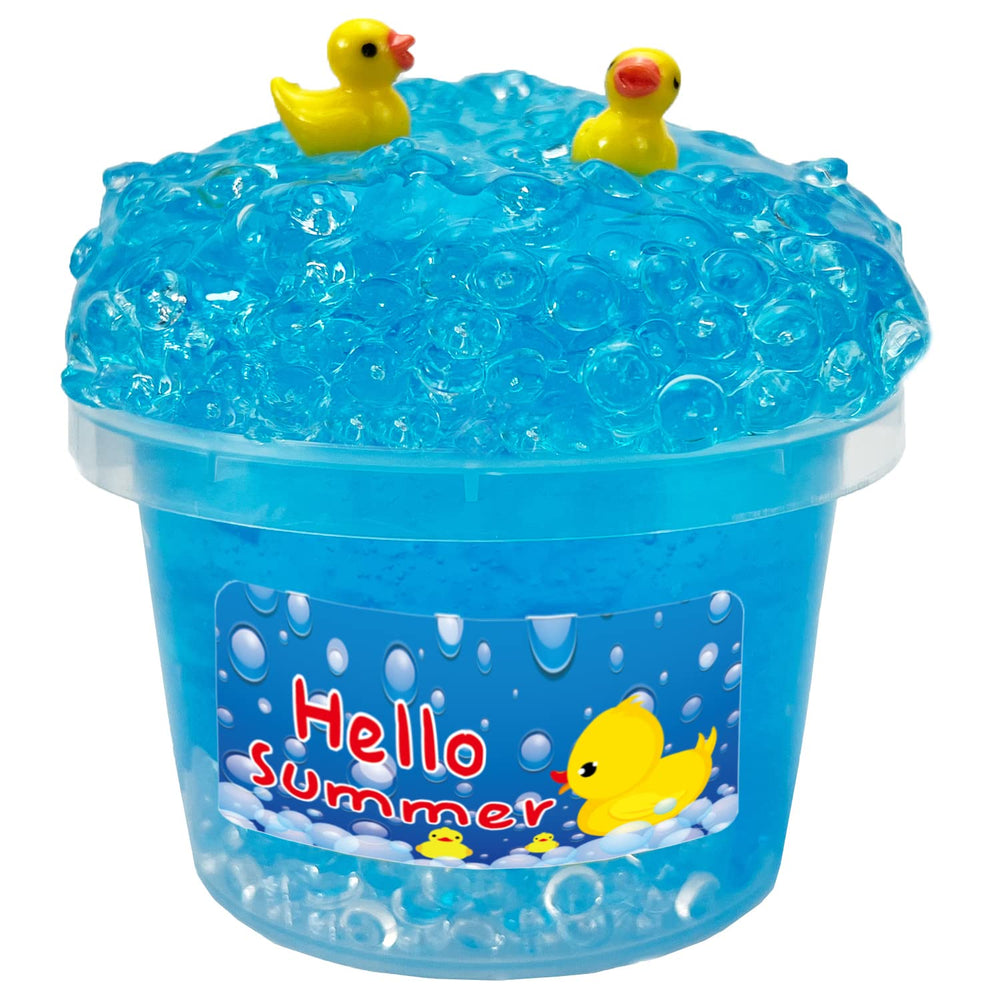 QOFRJTU charming blue crunchy fishbowl slime in a jar for sensory play.