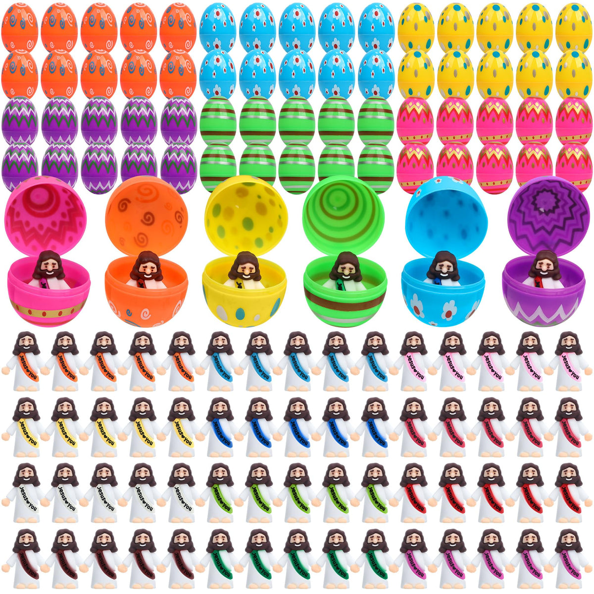 Qouinuey Easter egg fillers with 60 colorful eggs for a kids egg hunt