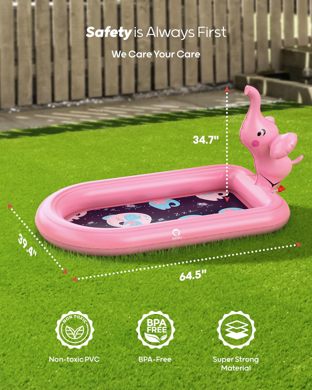 QPAU quick setup with a drain plug for fast water release after play