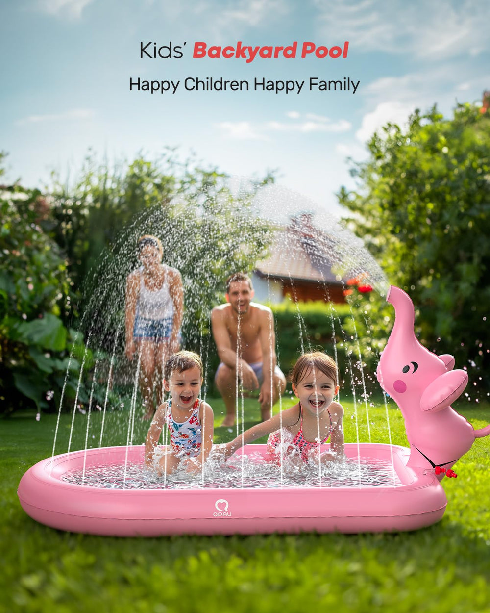 QPAU gift-ready pink elephant splash pad ideal for birthdays