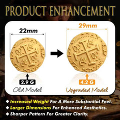 QPCOS metal pirate coins closeup highlighting zinc finish for cosplay.